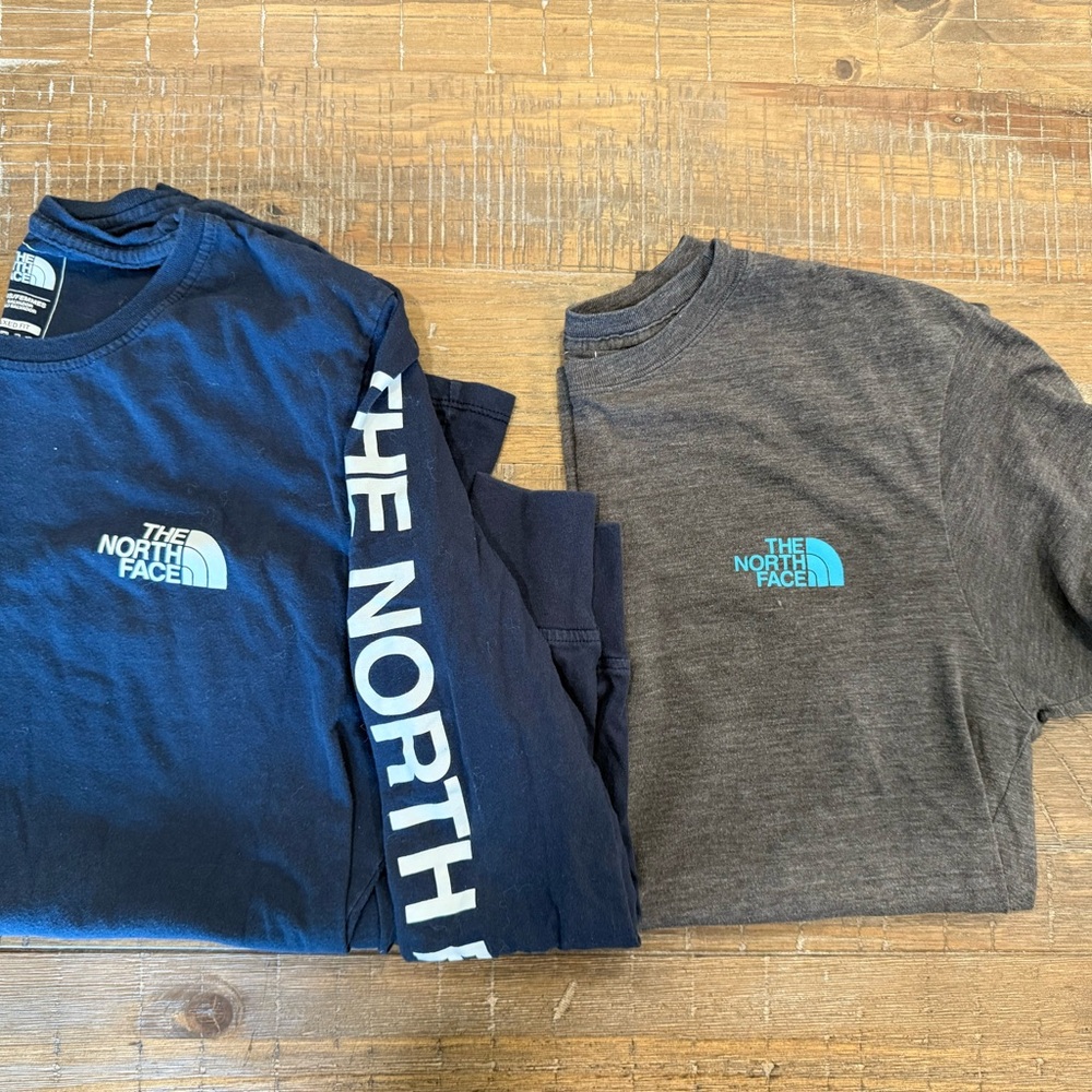 The North Face Kids' Navy and Charcoal Long Sleeve Tees